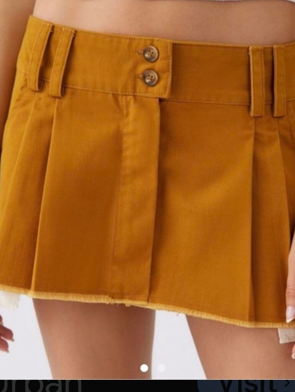 BDG Mustard Yellow Pleated Mini Skirt